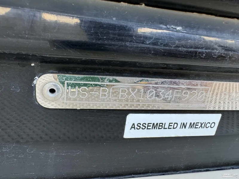 Slide: The Image of 2020 Bayliner E21 boat identification plate, assembled in Mexico. - 8