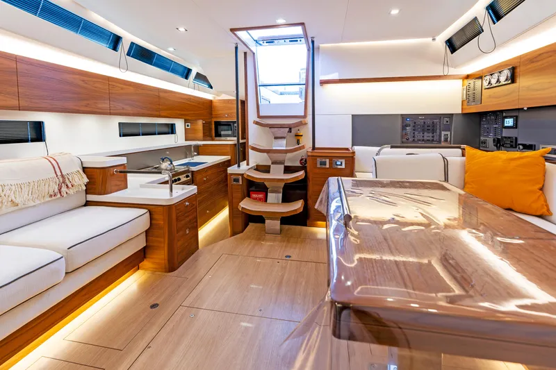 Slide: The Image of Interior of Amel 50 yacht, modern design, 2019 model. - 16
