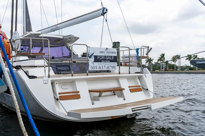 Slide: The Image of 2019 Amel 50 sailboat for sale docked at marina. - 36