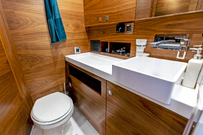Slide: The Image of Luxurious bathroom on the 2019 Amel 50 yacht. - 7