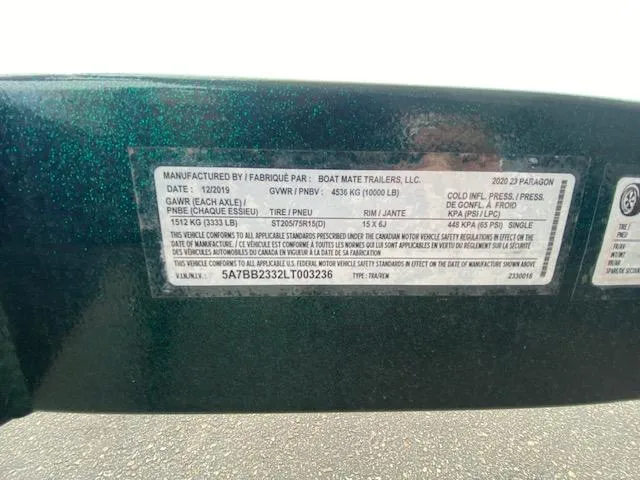 Slide: The Image of Label on 2020 Nautique PARAGON 23 trailer by Boat Mate Trailers, LLC. - 18