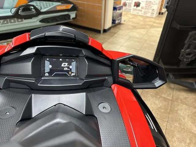 Slide: The Image of 2024 Yamaha WaveRunner VX Limited dashboard with digital display and rearview mirror. - 10