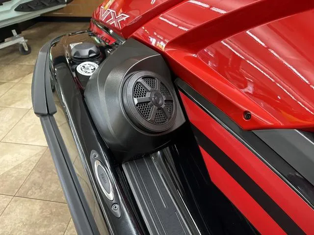 Slide: The Image of 2024 Yamaha WaveRunner VX Limited, red and black, close-up of speaker and design details. - 11