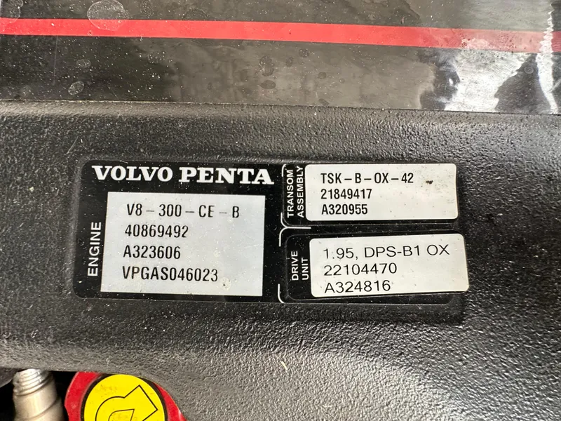 Slide: The Image of Volvo Penta engine label on a 2014 Chaparral 307 SSX boat. - 39