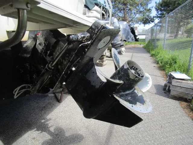 Slide: The Image of Close-up of the propeller and stern drive of a 1994 Bayliner 2452 Classic boat. - 17