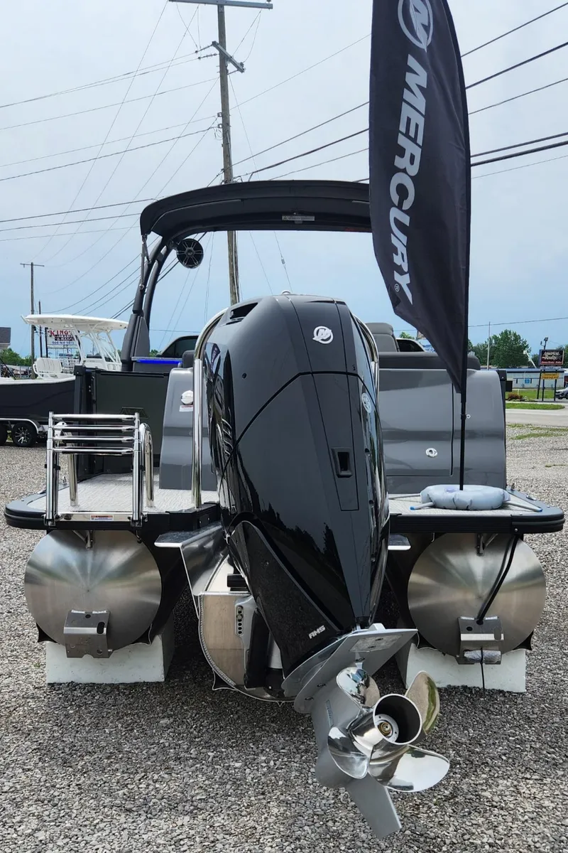 Slide: The Image of 2024 Avalon Windshield Catalina 2585 boat with Mercury outboard motor. - 3