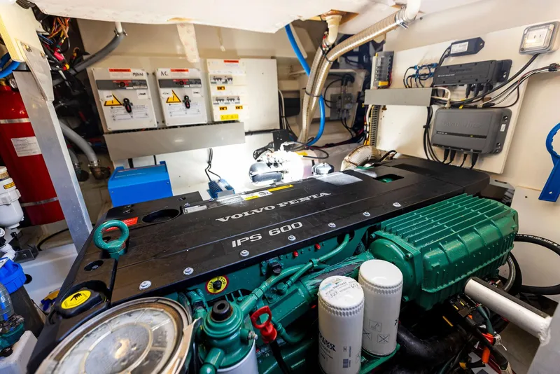 Slide: The Image of Engine room of a 2018 Prestige 460 yacht with Volvo Penta IPS 600 engine. - 21