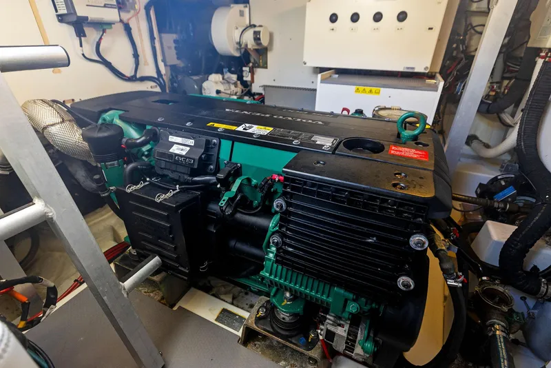 Slide: The Image of Engine room of a 2018 Prestige 460 yacht with a Volvo Penta engine. - 22