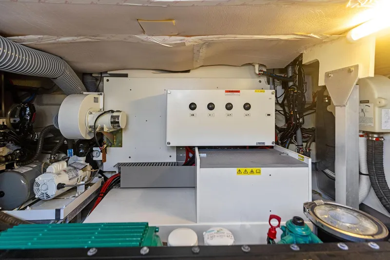 Slide: The Image of Engine room of a 2018 Prestige 460 yacht with electrical control panel. - 24