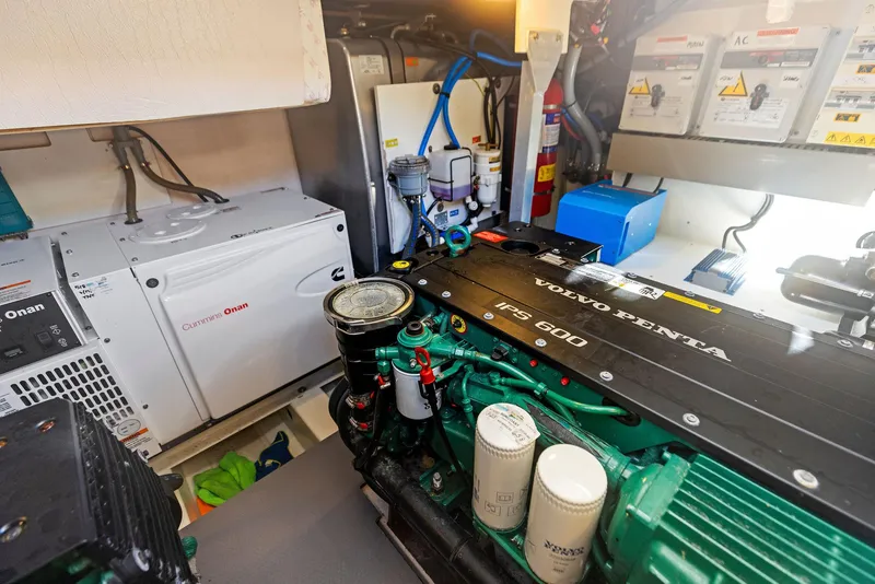 Slide: The Image of Engine room of a 2018 Prestige 460 yacht with Volvo Penta IPS 600 engine. - 26
