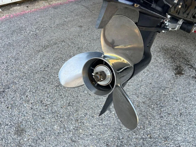 Slide: The Image of Close-up of a 2024 Express HyperLift H17 boat propeller. - 39