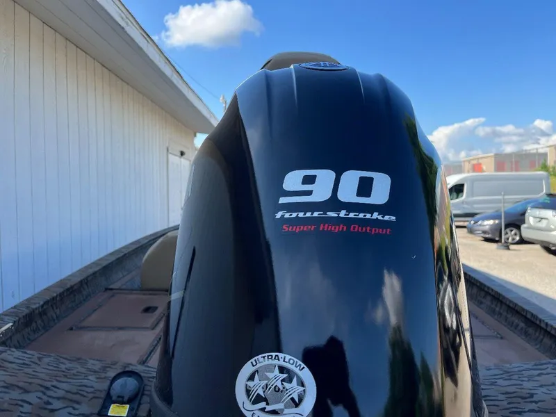 Slide: The Image of 2024 Express HyperLift H17 boat with 90 horsepower four-stroke engine. - 40