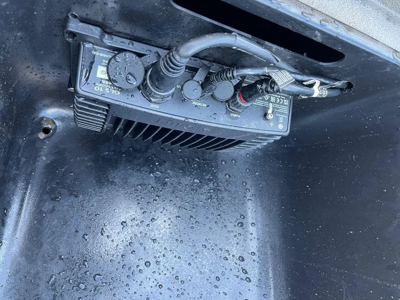 Slide: The Image of 2024 Express HyperLift H17 boat electrical panel with wiring and connectors. - 56