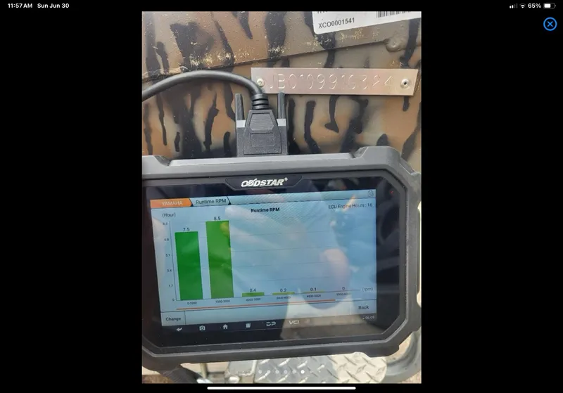 Slide: The Image of Diagnostic screen on 2024 Express HyperLift H17 boat showing engine performance data. - 7