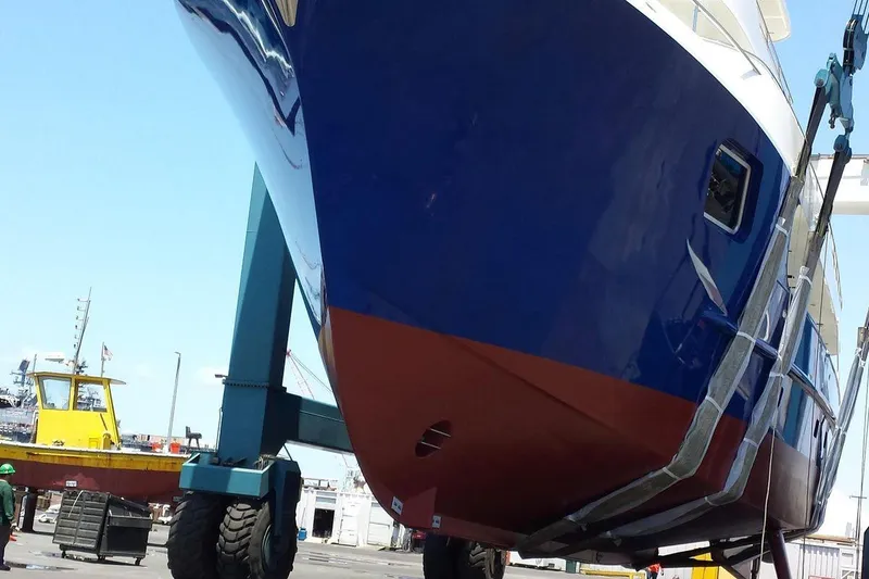 Slide: The Image of Allseas Expedition 92 yacht, 2016 model, in dry dock for maintenance. - 40