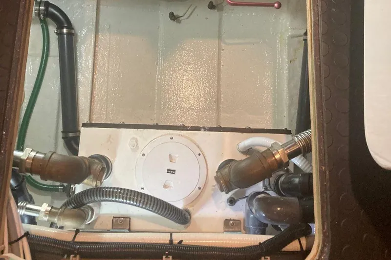 Slide: The Image of Engine room of a 2016 Allseas Expedition 92 yacht with various pipes and fittings. - 42