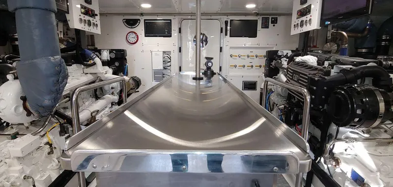 Slide: The Image of Engine room of a 2016 Allseas Expedition 92 yacht with modern equipment. - 56