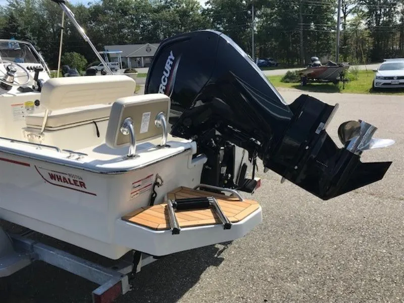Slide: The Image of 2025 Boston Whaler 170 Montauk boat with Mercury outboard motor. - 4