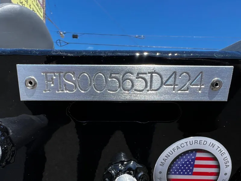 Slide: The Image of 2024 Fish Rite Angler boat identification number plate with Manufactured in the USA label. - 30