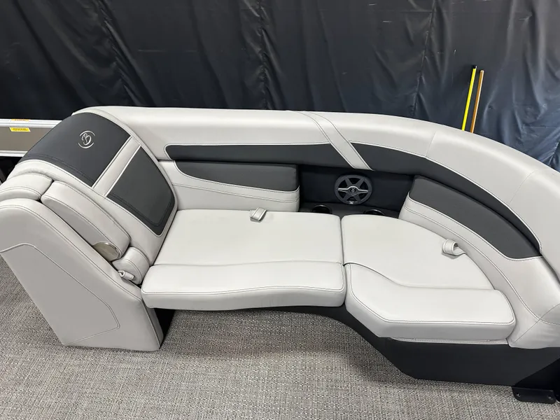 Slide: The Image of 2025 Barletta Cabrio 22QC boat interior with luxurious seating and modern design. - 10
