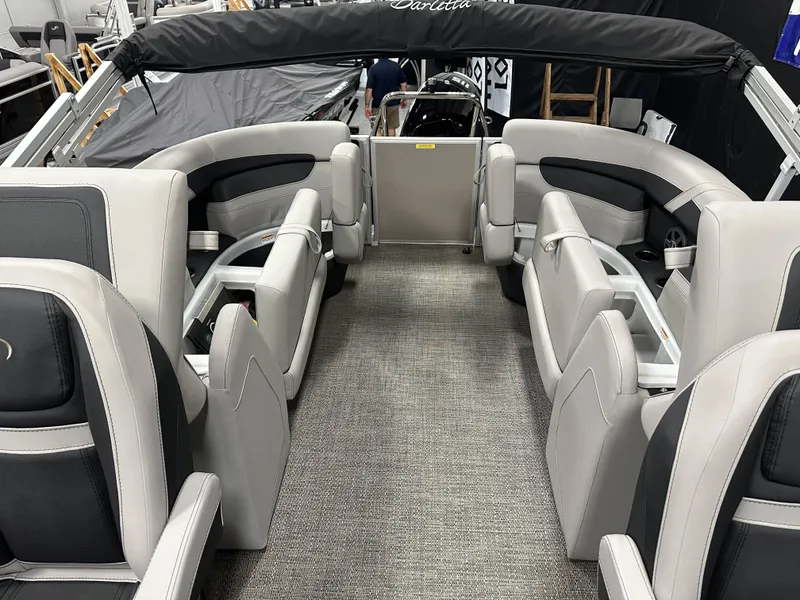 Slide: The Image of 2025 Barletta Cabrio 22QC interior with luxurious seating and modern design. - 19