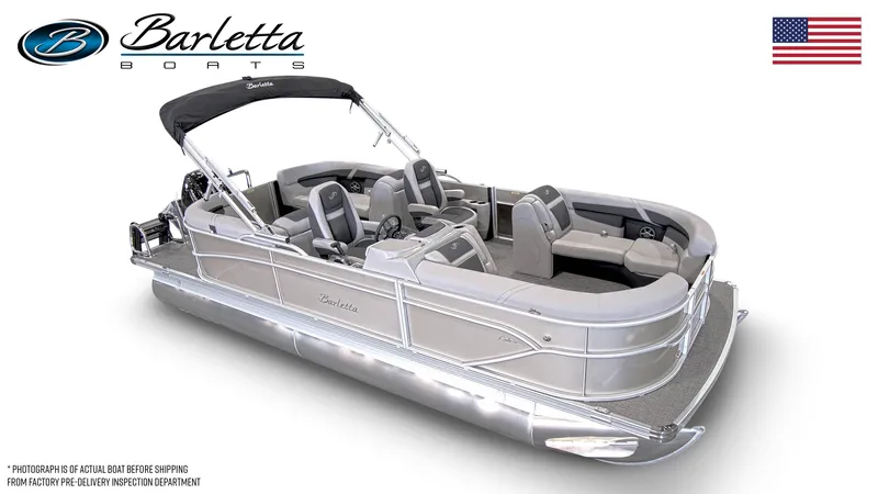 Slide: The Image of 2025 Barletta Cabrio 22QC pontoon boat with sleek design and comfortable seating. - 29