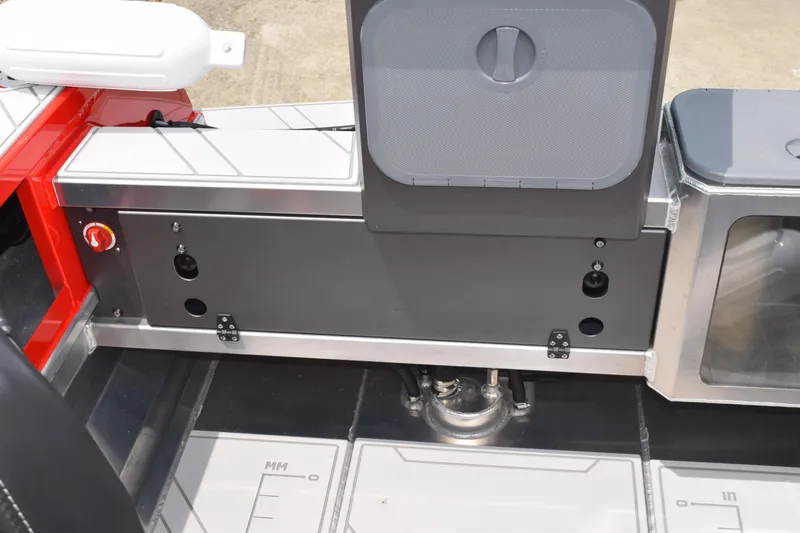 Slide: The Image of Interior view of 2025 Stabicraft 1550 Frontier Profish boat showing storage compartments. - 21