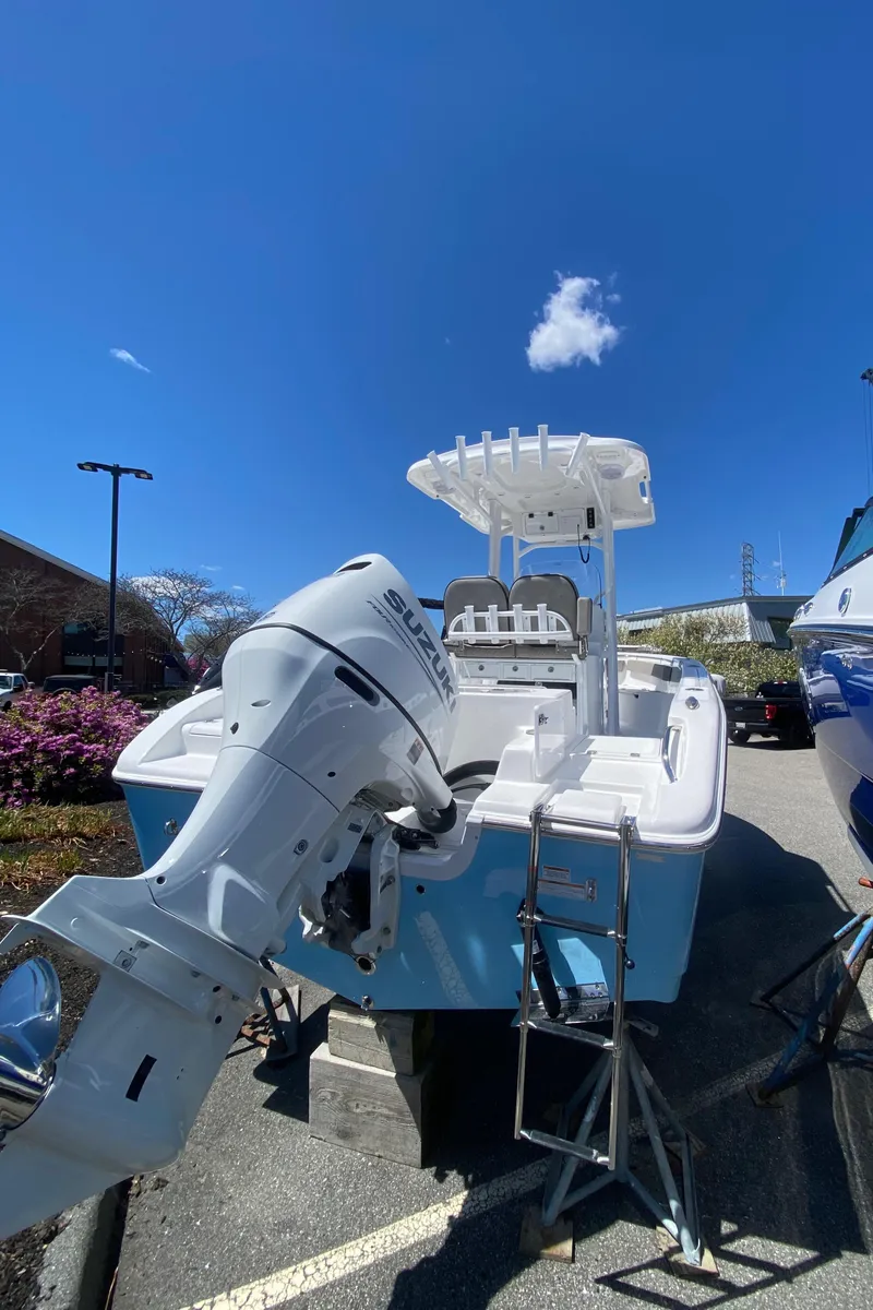 Slide: The Image of 2024 Sea Pro 222 Center Console boat with outboard motor on display. - 3