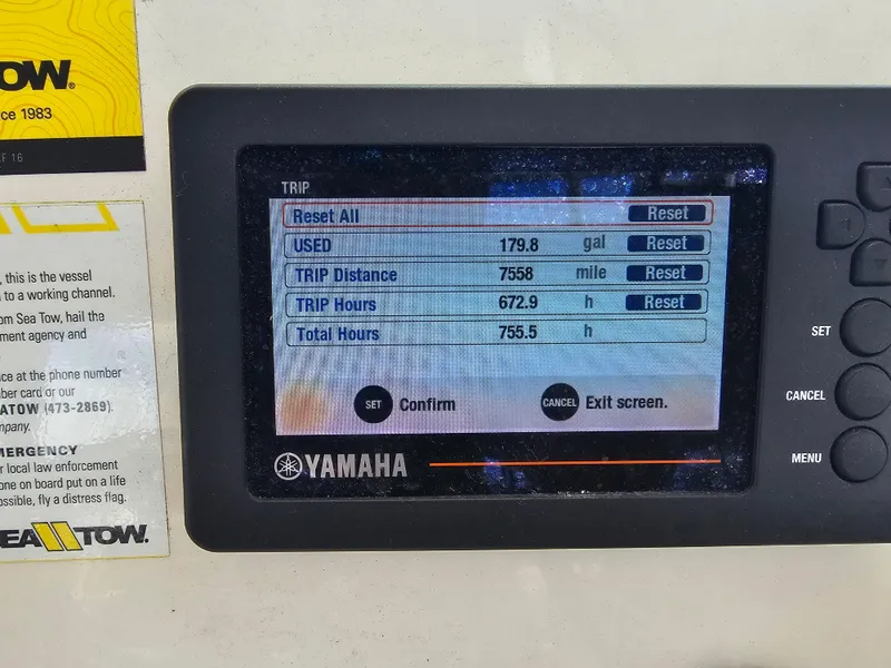 Slide: The Image of Yamaha trip display on a 2021 Key West 239 DFS boat showing trip data. - 25