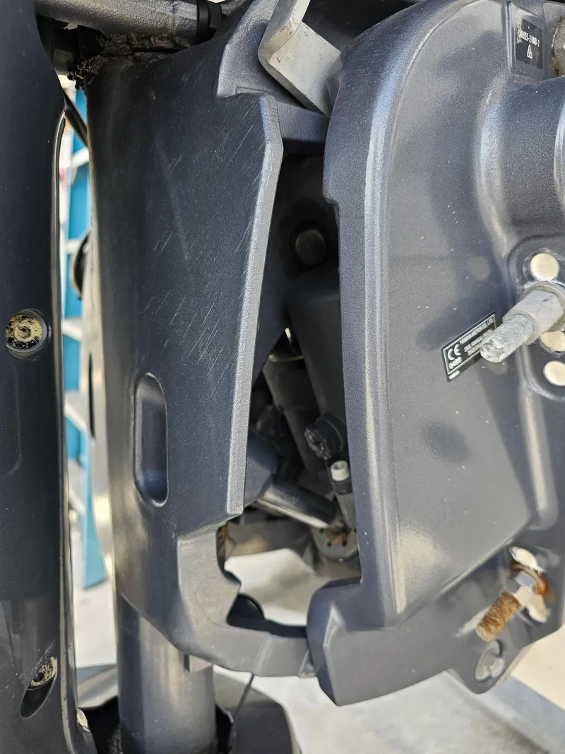 Slide: The Image of Close-up of the engine compartment of a 2021 Key West 239 DFS boat. - 35