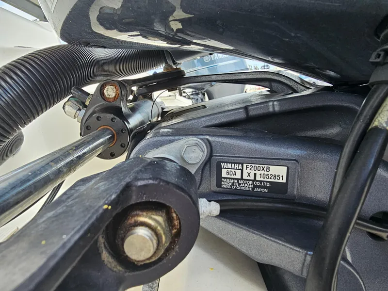 Slide: The Image of Close-up of Yamaha F200XB engine on 2021 Key West 239 DFS boat. - 39