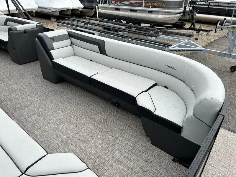 Slide: The Image of 2023 Viaggio Lago L25C pontoon boat with luxurious seating. - 13