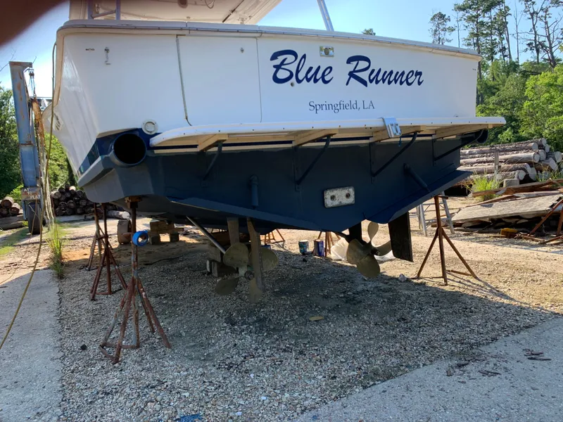 Slide: The Image of 1996 Luhrs 38 Open boat Blue Runner on dry dock in Springfield, LA. - 8