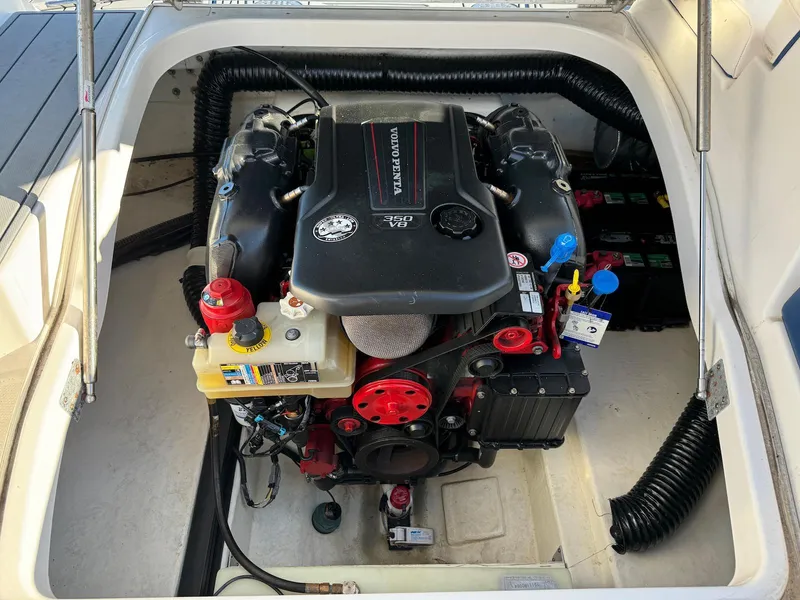 Slide: The Image of 2020 Chaparral 257 SSX boat engine compartment with Volvo Penta engine. - 15