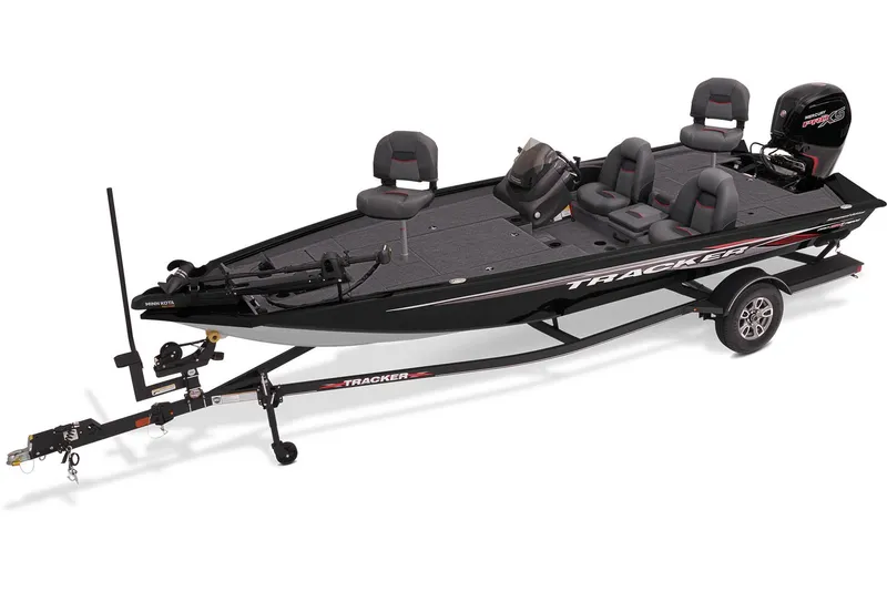 Slide: The Image of 2024 Tracker Pro Team 190 TX boat with Mercury 115 Pro XS engine displayed outdoors. - 4