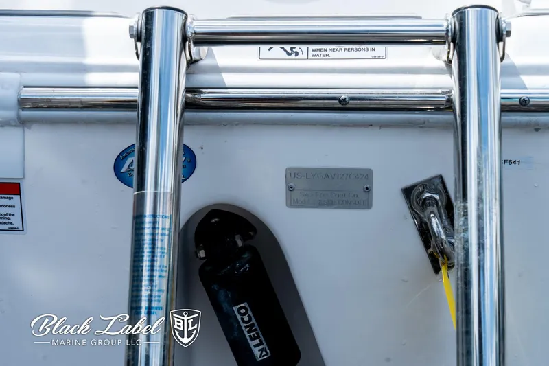 Slide: The Image of 2024 Sea Fox 248 Side Console boat detail with Black Label Marine Group logo. - 7