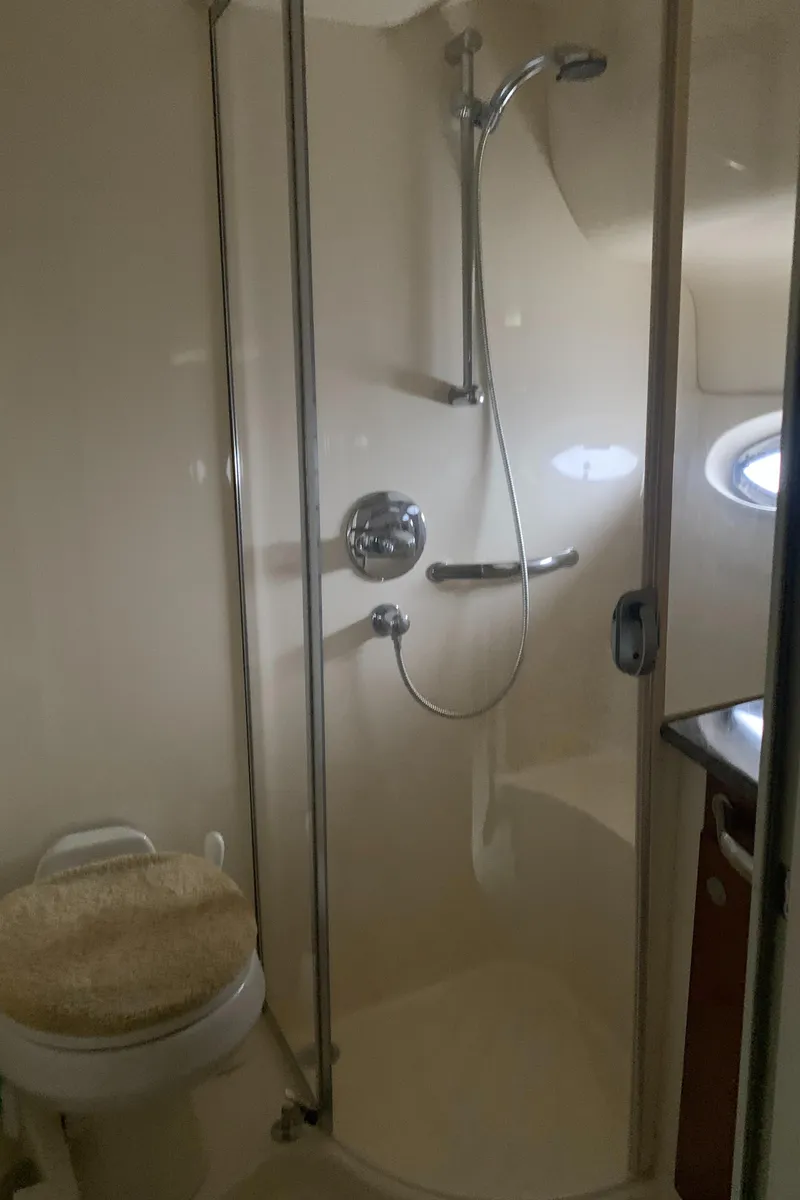 Slide: The Image of 2005 Sea Ray 390 Motor Yacht bathroom with shower and toilet - 36