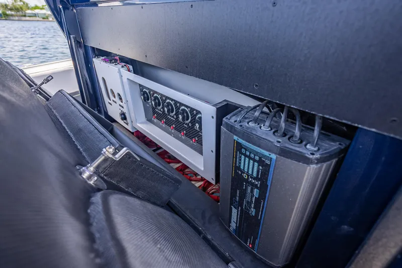 Slide: The Image of 2024 Nor-Tech 400 Supersport boat electrical panel and wiring system. - 24