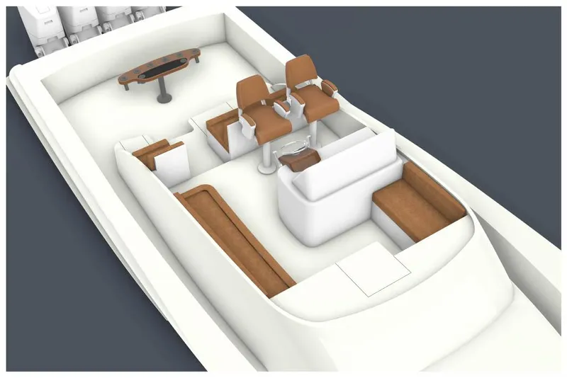 Slide: The Image of 2025 Mystique Boatworks M48 Custom Carolina interior with seating and helm. - 24