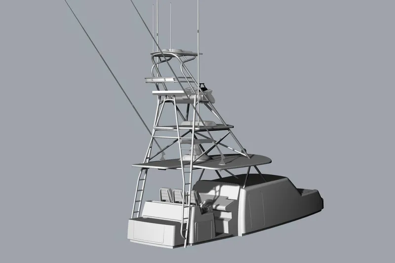 Slide: The Image of 2025 Mystique Boatworks M48 Custom Carolina with tower and helm station. - 33