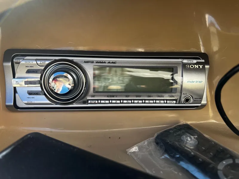 Slide: The Image of Sony marine stereo system in a 2000 Sea Ray 185 Bow Rider boat. - 9