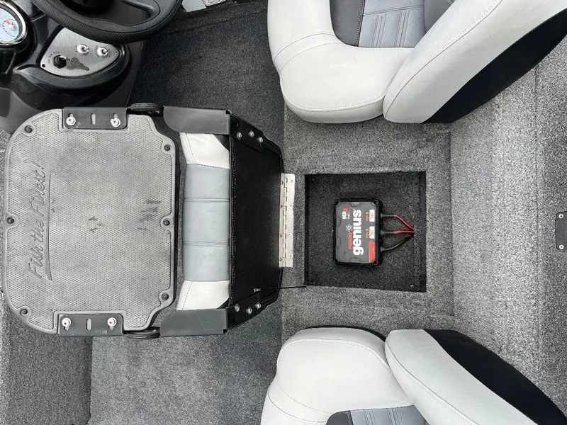 Slide: The Image of 2018 Tracker Pro Team 190 boat interior with seats and battery compartment. - 30