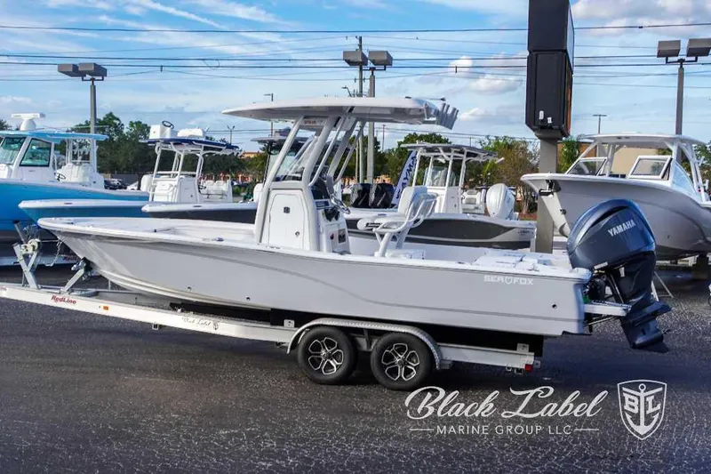 Slide: The Image of 2024 Sea Fox Seafox 251 Bay boat on a trailer at Black Label Marine Group. - 13