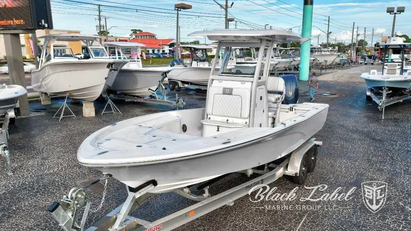 Slide: The Image of 2024 Sea Fox Seafox 251 Bay boat on trailer at Black Label Marine Group dealership. - 3