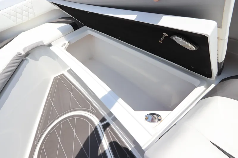Slide: The Image of Open storage compartment on a 2019 Statement 350 Open boat. - 33