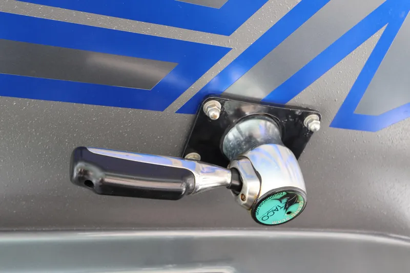 Slide: The Image of Close-up of a 2019 Statement 350 Open boat handle and lock mechanism. - 41