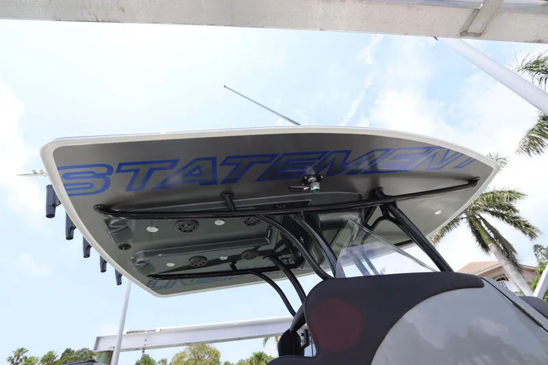 Slide: The Image of 2019 Statement 350 Open boat with overhead view of the T-top. - 42