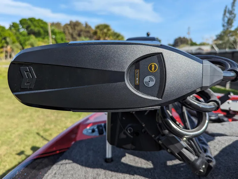 Slide: The Image of Close-up of 2025 Bass Cat Jaguar boat's advanced trolling motor. - 16