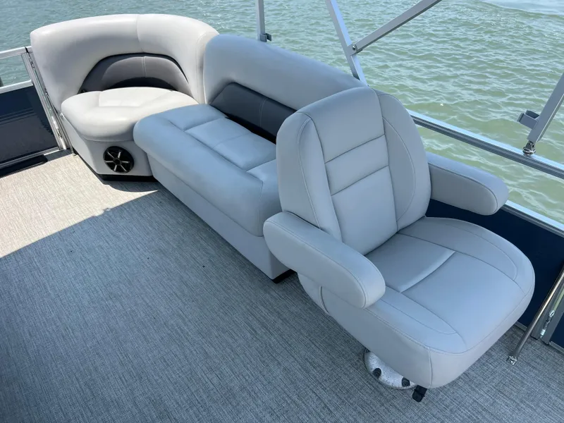 Slide: The Image of 2023 Landau Island Breeze 232 pontoon boat with luxurious seating. - 10