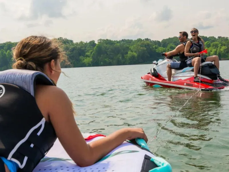 Slide: The Image of People enjoying water sports with 2024 Yamaha WaveRunner EX® Limited on a lake. - 3